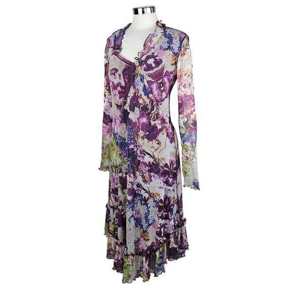 Jean Paul Gaultier Vintage 1998 Frida Kahlo Mesh Midi Dress RARE - Picture 3 of 15